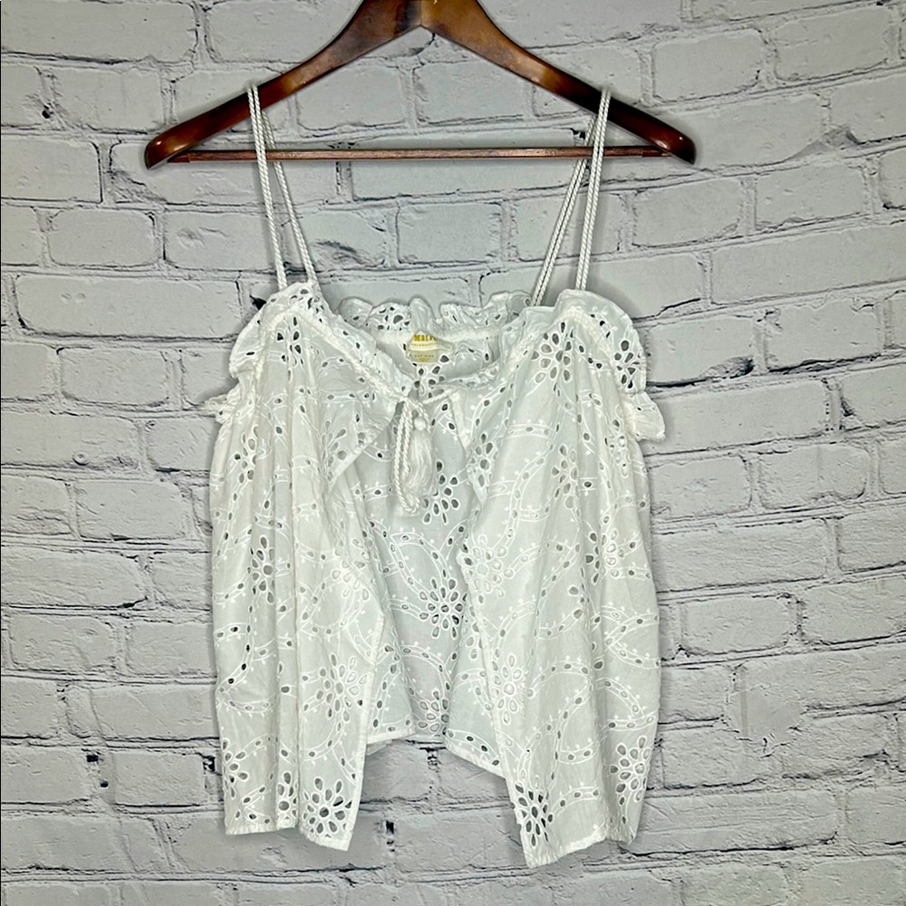 Maeve Anthropologie White Eyelet Open Camisole Top Size One Size